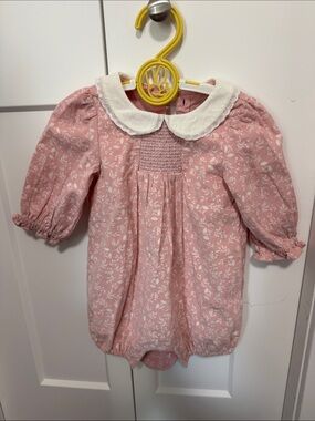 Classic Pink Floral One-Piece with White Peter Pan Collar 3-6 month